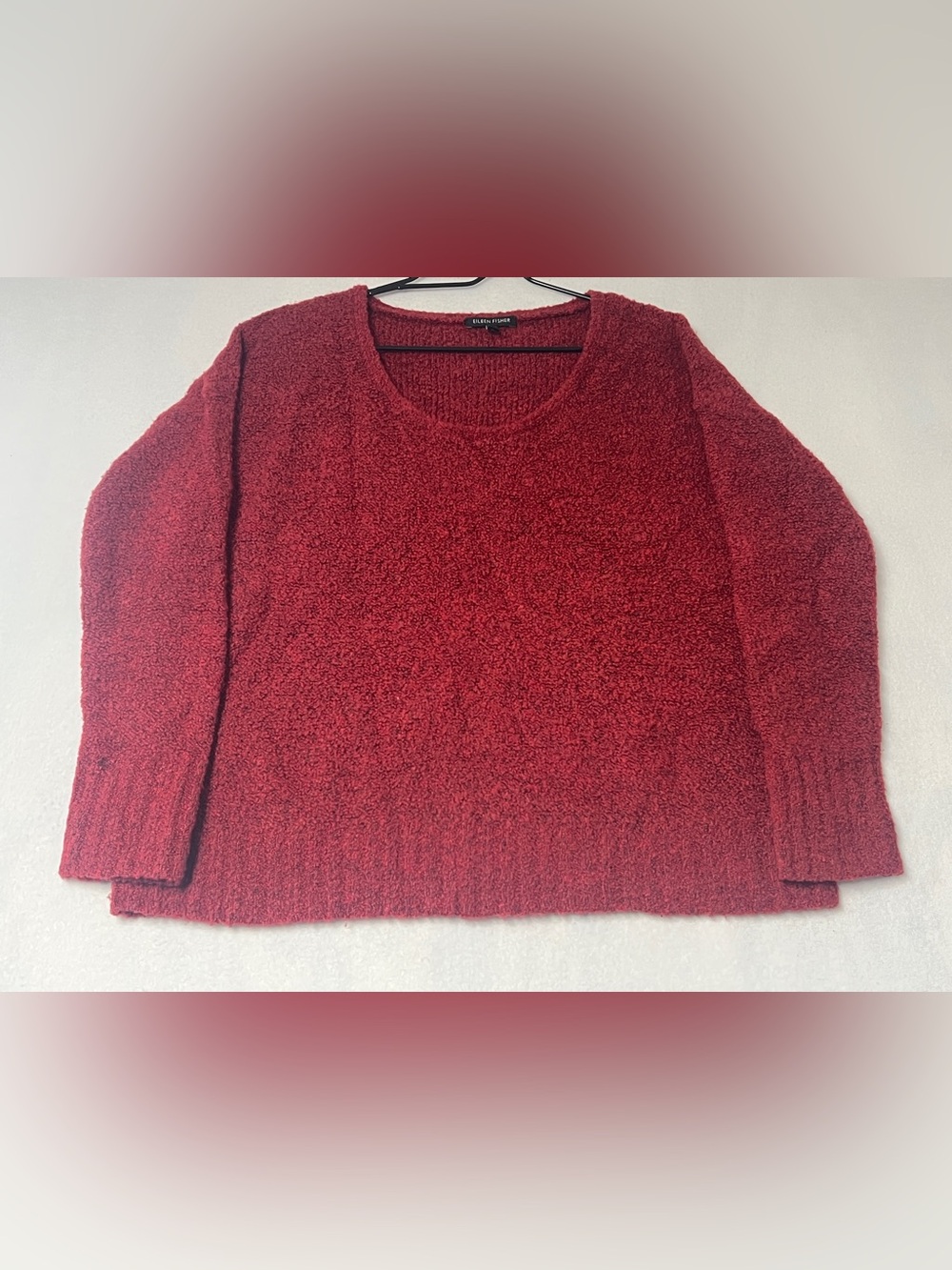 EILEEN FISHER Red Merino Wool Cashmere Blend Textured Sweater size medium